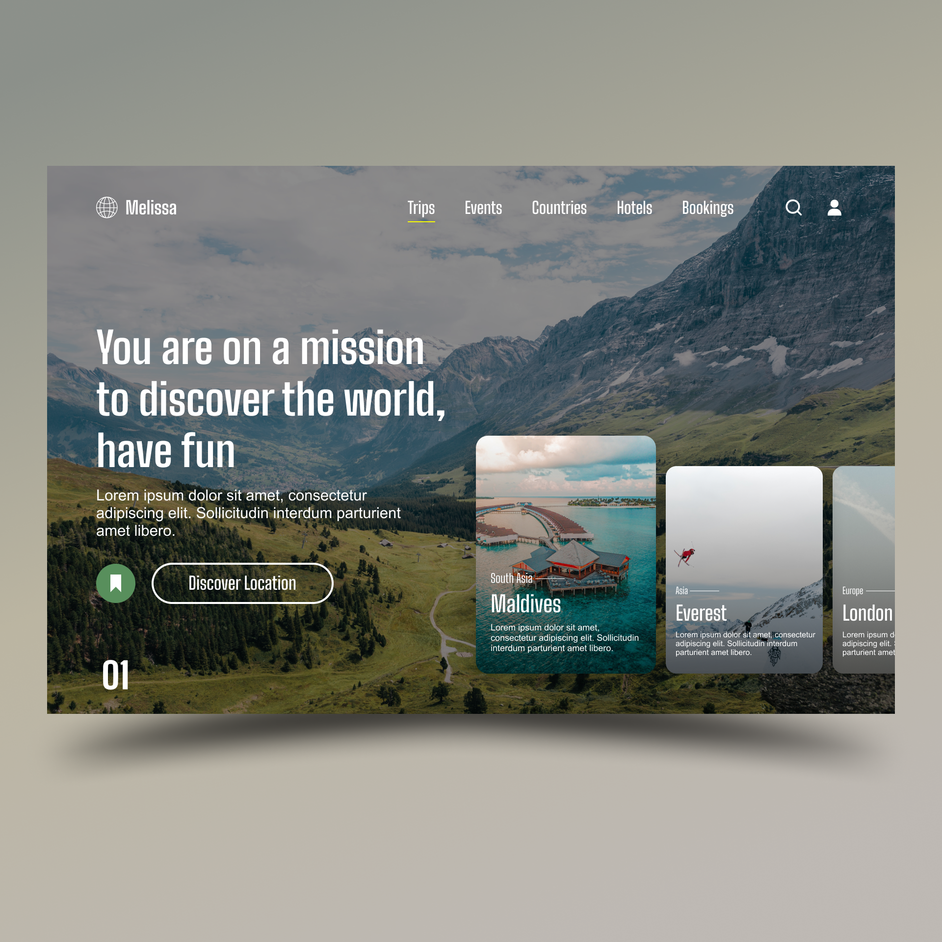 Melissa Travel Portal 3d animation branding design graphic design illustration logo motion graphics typography ui user experience user interface ux