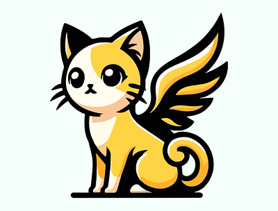 Kitty Kat 🐱 adorable animal app black branding cat cute design feline graphic design illustration kat kitten kitty kitty cat logo ui vector wings yellow