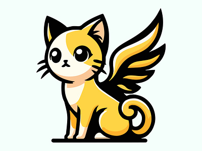 Kitty Kat 🐱 adorable animal app black branding cat cute design feline graphic design illustration kat kitten kitty kitty cat logo ui vector wings yellow