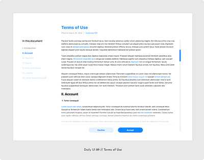 Daily UI Challenge #089- Terms of Use agreement daily ui 89 daily ui challenge document legal legalese terms of service terms of use