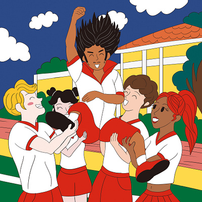 Victory! Illustration artwork character crew drawing friend friends graphic design illustration korean sports team tennis victory