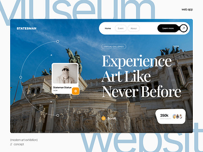 Art Museum Website art art exhibition art museum design hero section landing page museum art ui user interface ux web design website