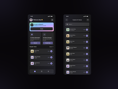 Ai Voice App UI Concept ai ai app ai app generator ai voice ai voice generator booking app ui concept voice voice app