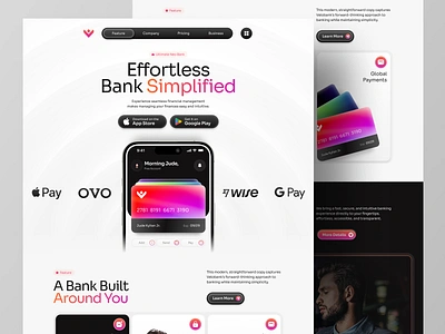 Velobank - Digital Neo Bank Card Landing Page Website bank bank app bank card banking app clean design finance fintech landing page mobile banking modern ui ux web web design website website design