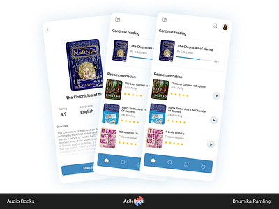 Audiobook Mobile App Design agiledock agiledock designs agiledock services app design audiobook mobile app design book lovers digital solution innovative design mobile app design reading community story telling ui ux ui ux design user experience