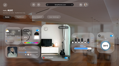 Smart Home Ui figma glass effects graphic design landing page smart home ui uiux ux web design