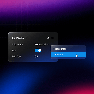 Divider Properties - UnifiedUI component components design figma minimal properties ui unified ui unifiedui ux variants