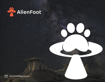 AlienFoot - Logo Design alien animal brand identity brand logo branding branding design creative flat flying foot graphic design illustration logo logo design minimal modern negative space pet vector