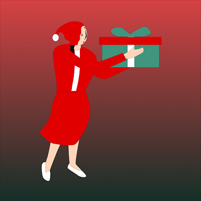 woman santa claus giving gifts hat