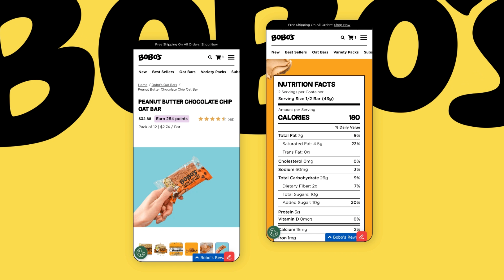 Bobo's PDP and nutrition facts ecommerce product detail page shop shopify ui ux