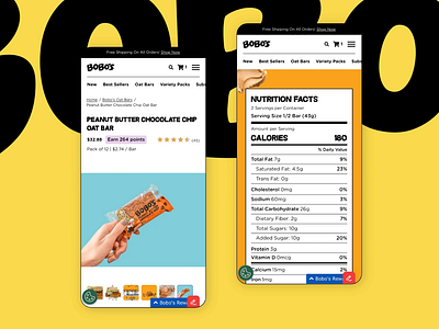 Bobo's PDP and nutrition facts ecommerce product detail page shop shopify ui ux