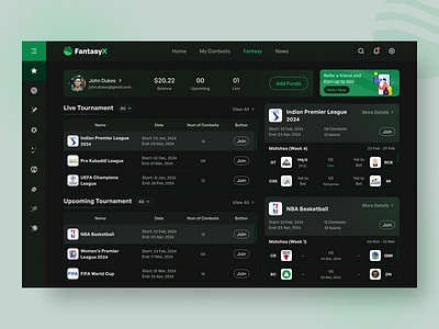 FantasyX - Tournament based Fantasy Website contestselection creativedesign darkmode darkui design fantasygaming fantasyleague fantasysports gamingui sportsfantasy teamcreation tournamentdesign ui uitrends userexperience ux web