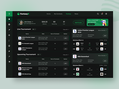 FantasyX - Tournament based Fantasy Website contestselection creativedesign darkmode darkui design fantasygaming fantasyleague fantasysports gamingui sportsfantasy teamcreation tournamentdesign ui uitrends userexperience ux web
