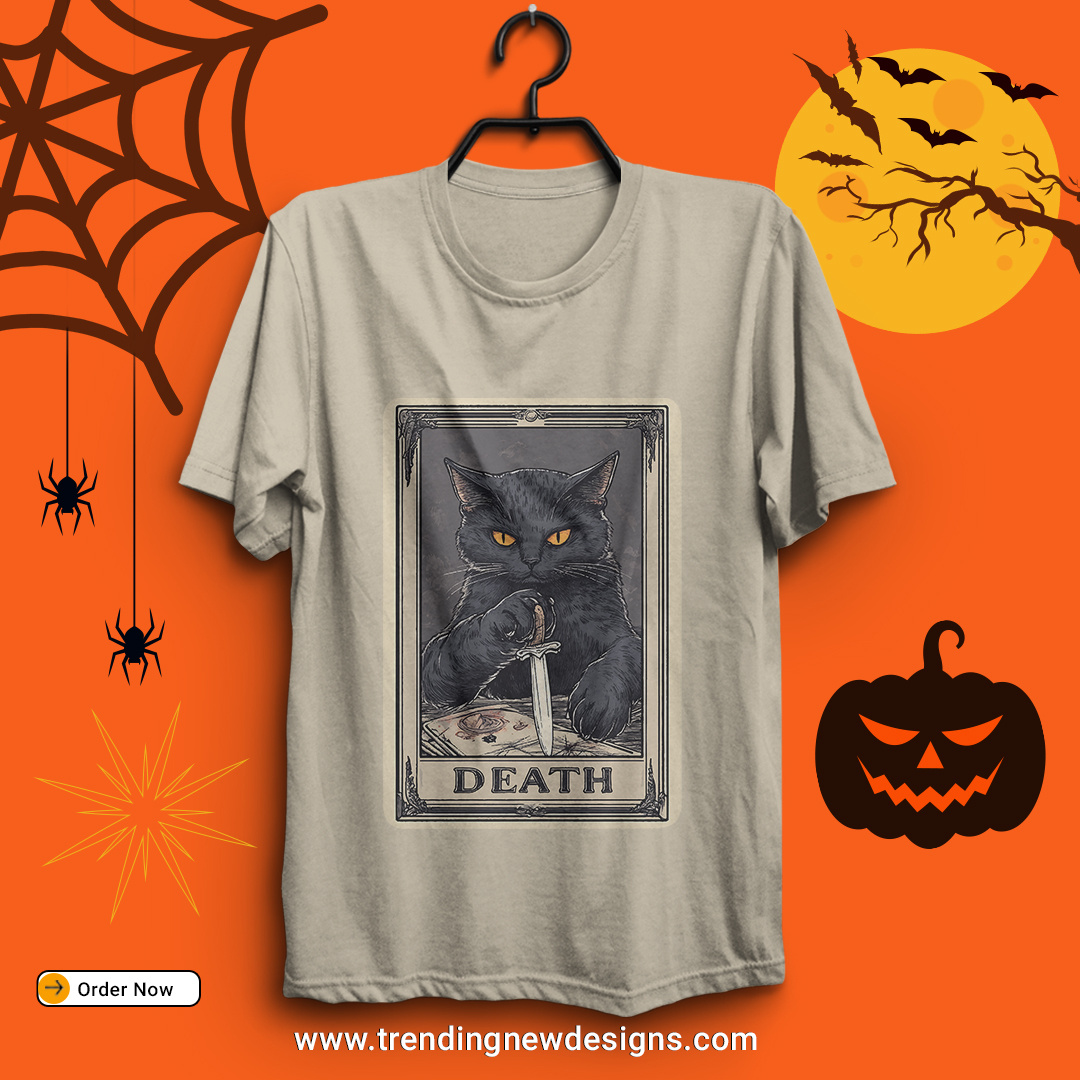 Vintage Halloween black cat T-Shirt design autumn shirt branding graphic design illustration logo t shirt t shirt design t shirt designs