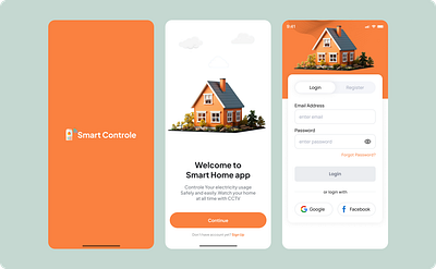 Splash screen Home controle app home controle login screen mobile app splash screen