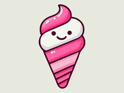 Ice Cream Me 🍦 app branding cone cute design graphic design happy ice cream ice cream cone illustration logo pink smiley ui vector white