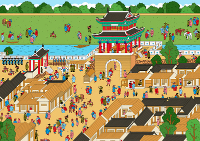 Where's Waldo Meets Joseon: A Cultural Crossover collaboration drawing illustration procreate universal universal studio wheres waldo wheres wally