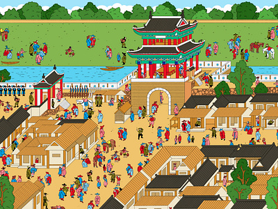 Where's Waldo Meets Joseon: A Cultural Crossover collaboration drawing illustration procreate universal universal studio wheres waldo wheres wally