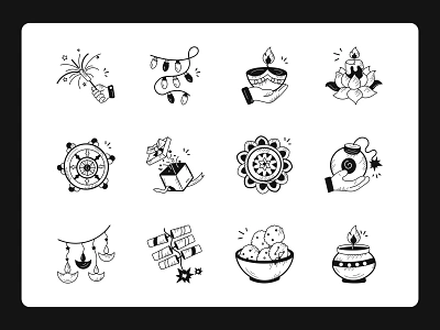 Diwali Doodles branding celebration crackers culture decor deepawali design diwali diya doodleart doodles festival festival of lights festive gift icons india lamps sweets vector