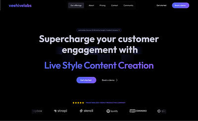 Veehivelabs Landing page