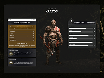 God Of War - Game UI Design 3d design game game ui god of war kratos ui video game website