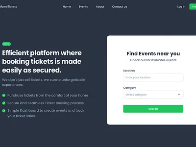 Myme Tickets Hero Section Design