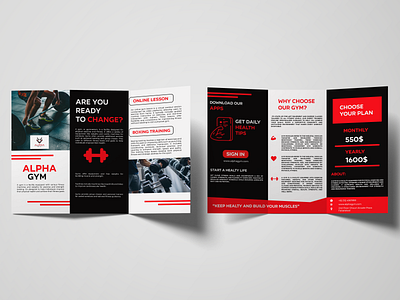 Gym Trifold Brochure Design bifold brochure booklet brochure design business trifold catalog design company profile design door hanger eddm post card flyer design gatefold graphic design gym trifold leaflet logo pamphlet post card print trifold brochure vector