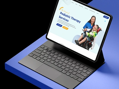 Therapy Website Design blue branding clean design figma graphic design homepage logo modern nursing nursing care pediatric services therapy ui design usa ux design vector website yellow