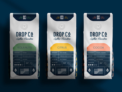 Drop Co Branding and Packaging Design 3d animation brand identity branding coffee coffee branding coffee packaging coffee shop design emblem espresso graphic design illustration label label design logo motion graphics packaging roastery ui