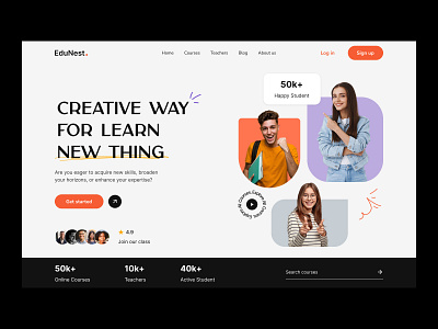 EduNest - Education Website​👨🏻‍🎓 branding courses design education educational design graphic design homepagedesign landing page motion graphics onlinelearing study ui uiux userexperience web design website website design