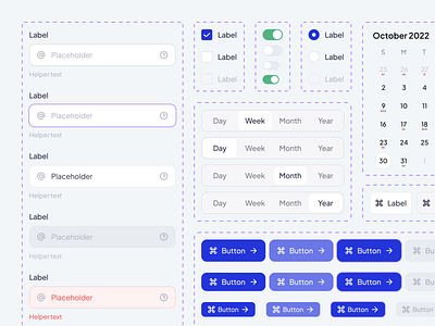 Zonely Design System button calendar cansaas checkbox clean design design system forms guidelines input project based radio button saas system tabs toggle ui uiux ux