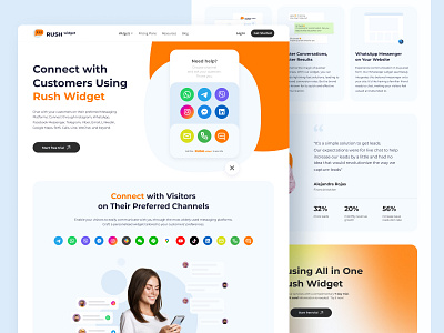 Rush Widget: Website | Presentation | Social Media chat design instagram landing presentation social media ui ui design uiux ux web design website widget