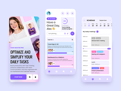 Task Master Pro Mobile App activities app business figma manager mobile productivity progress project report task task manager team ui users ux website work workflow