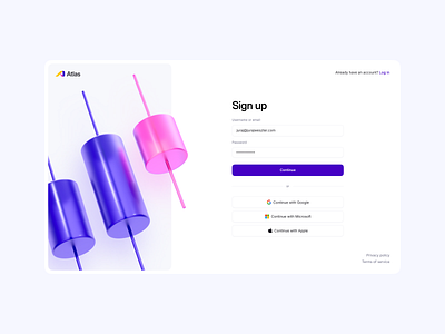 Atlas — Sign up 3d app create account sign in sign up ui kit