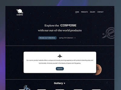 Cosmic Product Landing Page Design cosmicdesign cosmicproducts creativedesign darkmode dribbble frontenddesign futuristicdesign galacticaesthetics landingpage productdesign spacetheme uiux userfeedback webdesign webdevelopment