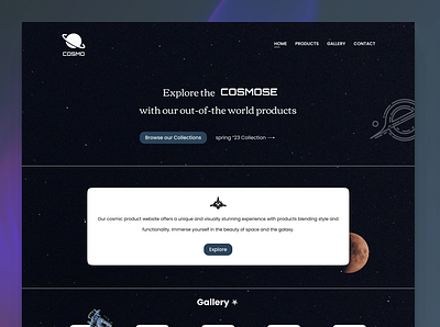 Cosmic Product Landing Page Design cosmicdesign cosmicproducts creativedesign darkmode dribbble frontenddesign futuristicdesign galacticaesthetics landingpage productdesign spacetheme uiux userfeedback webdesign webdevelopment