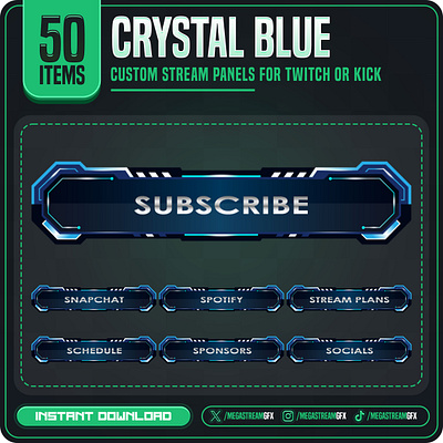 Crystal Blue Panels (x50) | Stream Panels Package stream setup