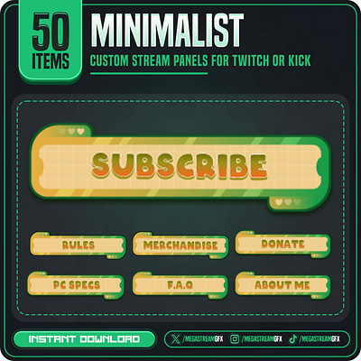 50x Stream Panels Package with Minimalist Design clean panel design