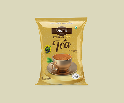 Vivek Tea Pouch design box design branding graphic design label design logo design mockup mockup design packaging design pouch design tea tea packaging tea pouch design