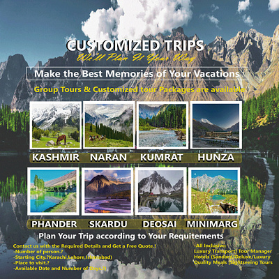 Travel poster 3d animation branding design graphic design hasnain logo memon motion graphics pakistan tours poster travel travel post ui