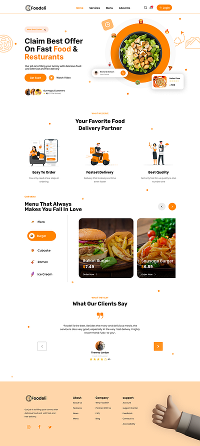 Foodeli - Modern Food Delivery UI/UX Design animation design illustration logo ui ux