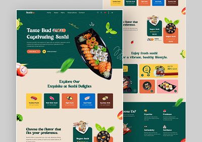 Sushi Website Landing Page Design clean delicious design food website ui landing page design online shop product landing page restaurant website ui store sushi sushi landing page sushi lover sushi web ui ui uiux user experience user interface ux design web design website design