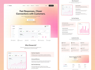 SaaS Landing Page Design for Customer Engagement Platform ai landing page clean layout customer engagement landing page design modern interface responsive design saas ai saas platform saas startup saas ui saas website sales tracking ui design uxui web design