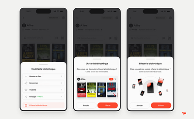 Effacer la bibliothèque books clean delete empty illustration interface mobile product design state ui design ux design