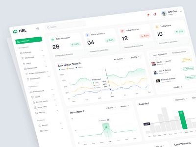 HR Management Dashboard admin dashboard attendance charts dashboard overview design design system employee employee management hr hr dashboard hr management hr software management dashboard minimal product design table ui ui design ux web design