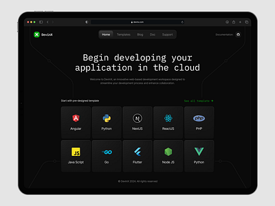 DevinX - Cloud Based Development Workspace agency application branding clean cloud coding design developing layout product design ui ux visual web design website