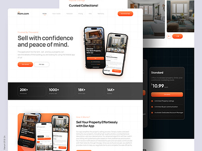 Property selling app Landing page app color theory concept design figma landing page property selling real estate typography ui webpage website