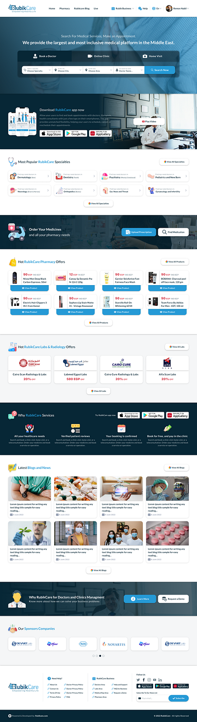 RubikCare (Medical Services Web) booking clinic design doctors manage medical patients ui ux web