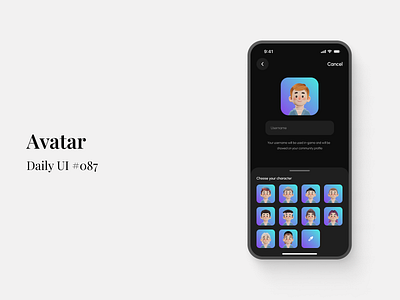 Avatar - Daily UI #087 avatar daily ui figma mobile app design profile ui ui design uiux uiux design