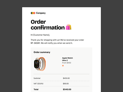 Oder confirmation email template design design system email email design email template emails newsletter order confirmation ui